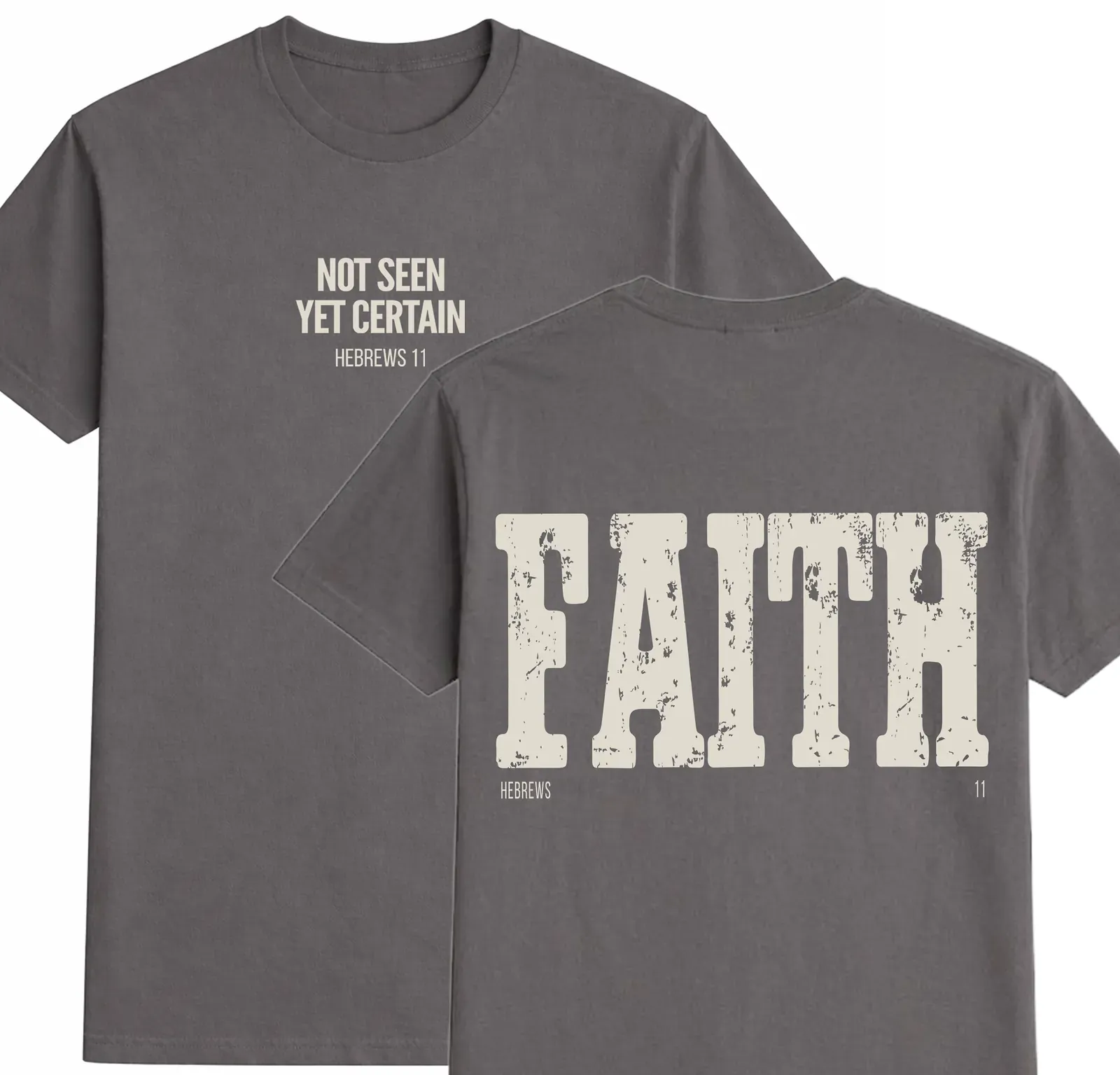 FAITH Classic Tee in Charcoal-Off-White Print